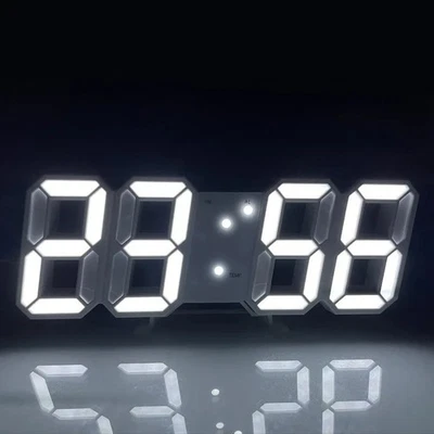 Digital 3D LED Big Wall Desk Alarm Clock Snooze 12/24 Hours Auto Brightness USB