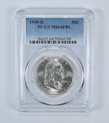 1948-D Franklin Half Dollar MS64 FBL PCGS Blue Label - Image 1 of 4