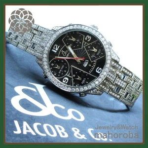 Jacob Co. Five Time Zone 47mm Diamond Stainless Steel Watch Used - Picture 1 of 10