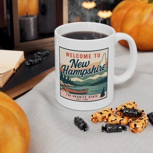 Bienvenido a New Hampshire - Taza de cerámica estilo retro - Taza de café del estado del hogar regalo - Imagen 1 de 17