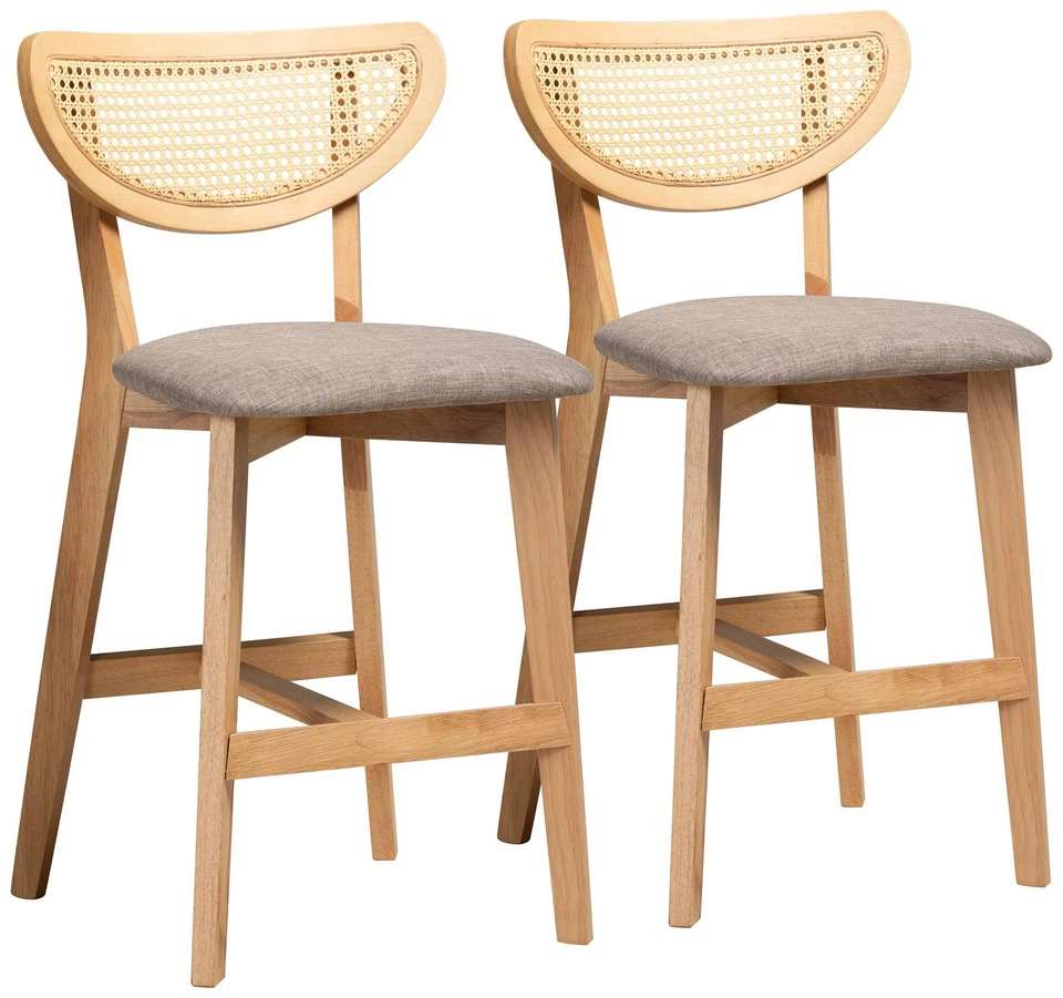 Dannell 24" Natural Oak Wood Counter Stools Set of 2 - Image 1 of 1