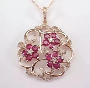 2 kt Rundschliff simulierter rosa Rubin Damen Schönheit Anhänger in 14 K Roségold plattiert - Bild 1 von 5