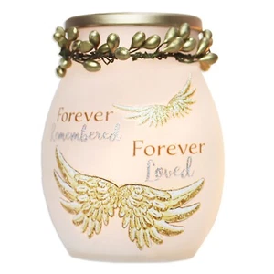 Stony Creek Forever Remembered Sympathy Lighted Glass Jar Memorial 4" NEW - Picture 1 of 2