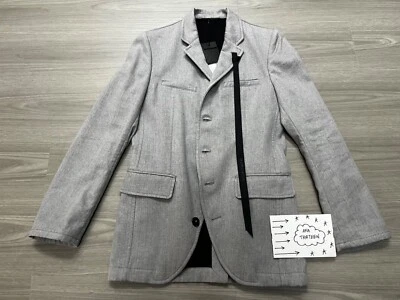 Ann Demeulemeester Chaqueta S Gris Lino Lana Blazer Abrigo Abrigo Abrigo Foto 1 de 4