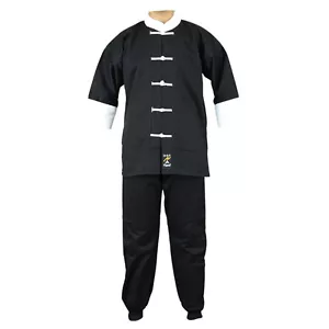 Playwell Kung Fu Uniform Black/White Gi Childrens Kids Suits Tai Chi Outfit - Picture 1 of 2