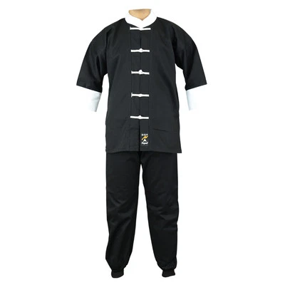 Playwell Kung Fu Uniform Black/White Gi Adults Martial Arts Suits Cotton Tai Chi - Image 1 of 2