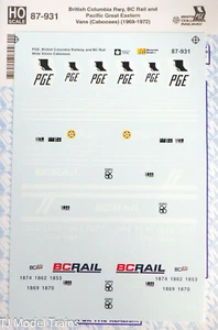 Microscale Decal HO #87-931 British Columbia Rway, BC Rail & Pacific Great East - Picture 1 of 3