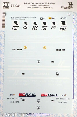 Microscale Decal HO #87-931 British Columbia Rway, BC Rail & Pacific Great East - Image 1 of 3