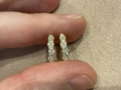 0.745 Carat Lab Created Round Diamond Hoop Earrings In Yellow Gold Plated 925 - Image 1 of 4