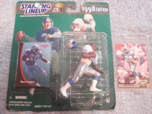 DETROIT LIONS BARRY SANDERS STARTING LINEUP 1998 ED. + 1992 TOPPS STADIUM CARD - Picture 1 of 4