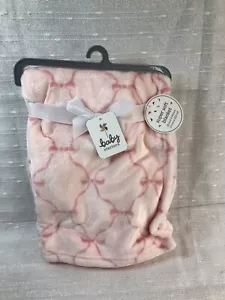 Baby Starters Pink Ribbon Baby Blanket Security Lovey Plush Bow Girls Nunu NEW - Picture 1 of 12