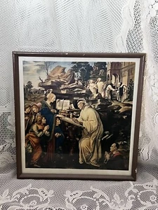 Vintage Apparition of the Virgin Catholic Custom Framed Art Religious 1950 Lippi - Picture 1 of 14