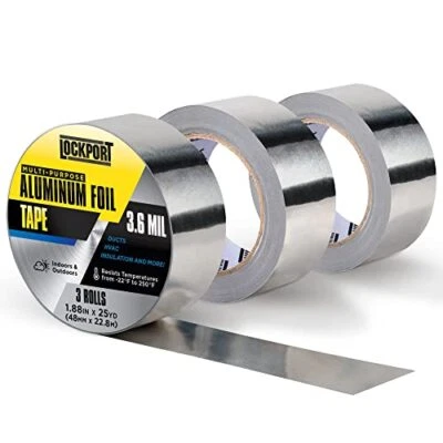 LOCKPORT Aluminum Foil Tape For Hvac & Insulation ” 3 Pack ” Extra Thick 3.6 Mil Silver M