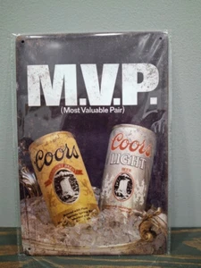 Letrero de metal MVP Coors Light 12 x 8 pulgadas - Imagen 1 de 5
