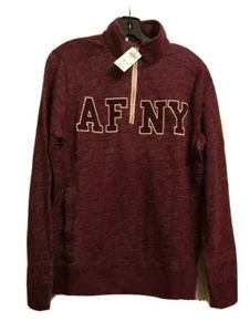 $60 Abercrombie & Fitch Mens Half-Zip Muscle Pullover Maroon Sweatshirt Small - Picture 1 of 4