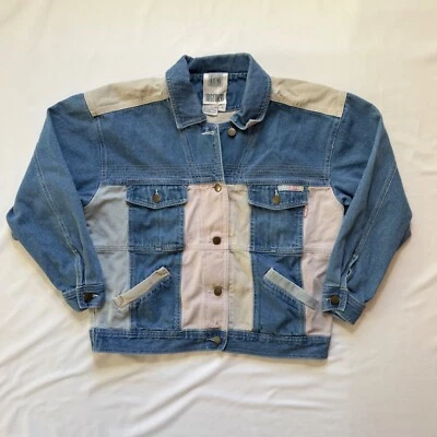Vintage años 90 ¡JUNTOS! Chaqueta Jean Talla M Algodón Patchwork Unisex Streetwear Foto 1 de 4