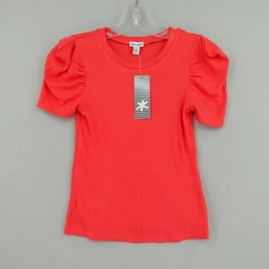 NWT Splendid Puff Sleeve Thermal Shirt Womens 10 Crew Neck Maui Rose Pink - Picture 1 of 11
