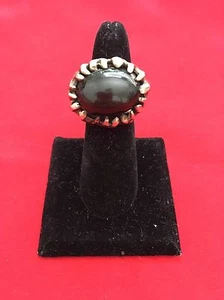 ANILLO DE PLATA ESTERLINA DE COLECCIÓN FIRMADO GC CON PIEDRA DE COLOR OSCURO PROBABLEMENTE MÉXICO - Imagen 1 de 11