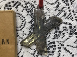 Pottery Barn Buchstabe hängendes Ornament Initiale x - 4” x 2 5/8” Glas Silber Indien - Bild 1 von 4