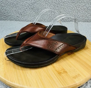 Abeo Sandals Womens 7 Brown Leather Thongs Flip Flops - Imagen 1 de 14