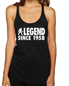 Bigfoot Sasquatch Legend Since 1958 Tri-Blend Racerback Tank Top - Picture 1 of 16