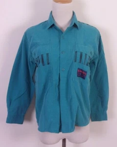 vintage 80s Gitano Concrete Beach Turquoise Teal Abstract Shirt Kids 10/12 - Picture 1 of 5