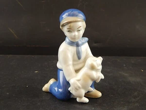COLLEZIONE VINTAGE STATUINA PORCELLANA GDR 1877 TEDESCA BAMBINO CON MAIALINO - Bild 1 von 5