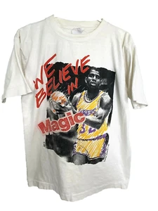 VTG Magic Johnson t-shirt 1990's Lakers NBA Mens Sz M White Single Stitch - Bild 1 von 5