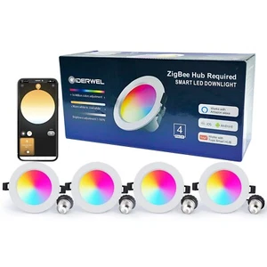 Giderw RGBWW 6 Inch LED Recessed Downlight Smart Color-Changing 1100 Lm (4 Pack) - Picture 1 of 1
