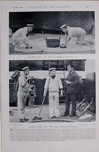 1897 Boer War Hms Trafalgar Schrubben Krank Kinderbett Auf Deck Tupfer Und Besen - Bild 1 von 1
