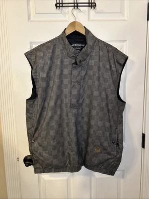 FootJoy DryJoys Golf Vest Men's L Wind & Rain Jacket 1/2 Zip Houndstooth Black - Image 1 of 4