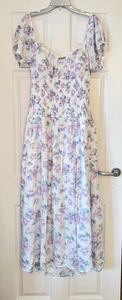 Hollister Lilac Floral Maxi Dress UK XL BNWT Ladies Shirred Channelled Waist - Picture 1 of 9