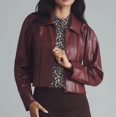 Chaqueta Anthropologie The Freya Imitación Cuero Punto Látigo Columpio Roja Talla L ¡NUEVA CON ETIQUETAS! Foto 1 de 4