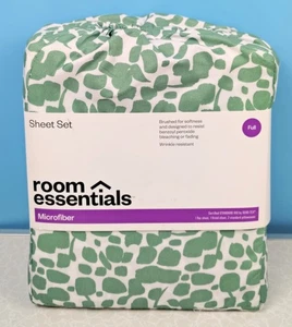 Room Essentials Printed Microfiber Sheet Set Green/White Full Size - Picture 1 of 2