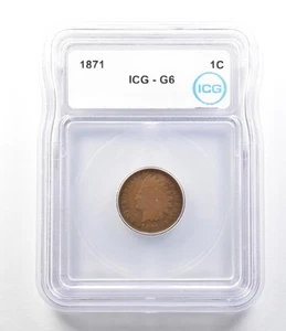 1871 Indian Head Cent G6 ICG *0429 - Picture 1 of 3
