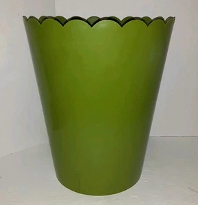 Vintage Ransburg Kunststoff Abfallkorb Jakobsmuschel Rand Avocado Grün USA 11" MCM Retro - Bild 1 von 8