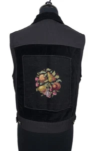 Vintage Stonebridge Weste Damen M Gobelin Obst Nadelspitze Samtkragen Boho - Bild 1 von 16