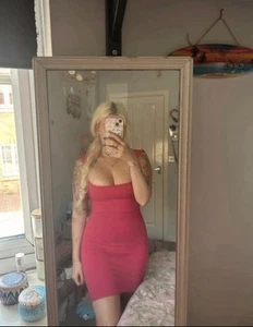 Pink Body Con Mini Dress Prettylittlething Women’s Uk Size 6 - Picture 1 of 3