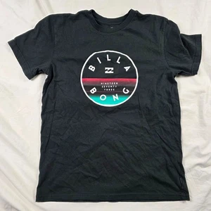 Billabong Premium Boys Large Black Graphic Tee Short Sleeve T Shirt Casual - Picture 1 of 8