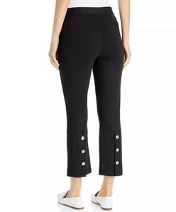 Tory Burch Womens Ponte Kick-Flare Gold Button-Accent Cropped Pants Sz 0 Black - Picture 1 of 13