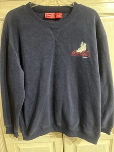 Coca-Cola Pullover Sweatshirt Polar Bear Navy Juniors XL (15) Polyester Vintage - Picture 1 of 8