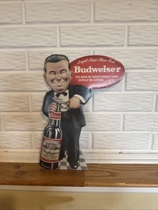 Budweiser Smiling Charlie Cardboard Beer Sign Small Great Condition Quantity 2 - Picture 1 of 1