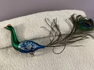 Christmas ornament plastic clip on peacock with tail feather CH9074 - Picture 1 of 6