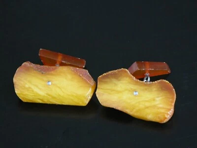 Gemelos naturales genuinos yema de huevo ámbar báltico hechos a mano vintage años 50 60 Foto 1 de 4