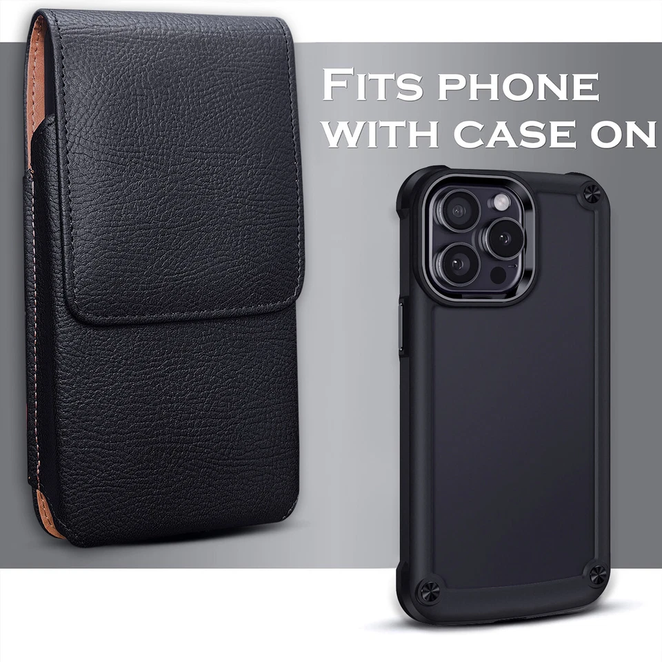 For Apple iPhone 16 Plus 17 Pro/Pro Max Vertical Leather Carry Pouch Case Cover