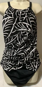 Trimshaper Women’s Swimsuit Sz 18 Wht/Blk 1pc Swimwear Padded High Neck(NWT$99) - Picture 1 of 2