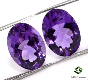 11.00 Cts Certified Natural Amethyst Oval Cut Pair 14x10 mm Lustrous Gemstones - Picture 1 of 8