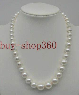 Genuine 8-16mm White/Yellow Sea Shell Pearl Bead Necklace 18'' (not Pearl) - Image 1 of 4