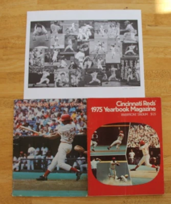 1975 CINCINNATI REDS LOT Yearbook Scorebook and LIMITED EDITION PRINT #61/100 - Image 1 of 4