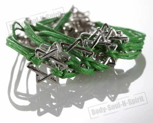 7 VERDES Estrella de David Cordel Pulseras Cabalá Judaica Amuleto de la Suerte Joyería - Imagen 1 de 2